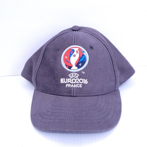 UEFA16 EURO2016 FRANCE Soccer Cap Dad Hat Gray Adjustable - Picture 1 of 6